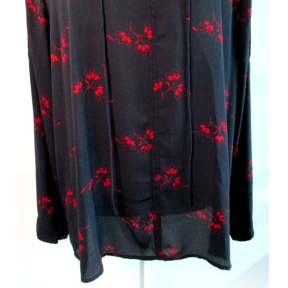 Loft Women's Blue & Red Floral Print Peek A Boo Shoulder Shirt Size XL - Picture 3 of 9